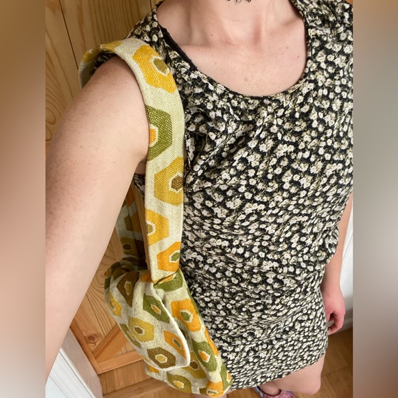 Vintage Amazing Mod Retro 70’s Knit Bag Yellow Orange Green Purse - Picture 7 of 9